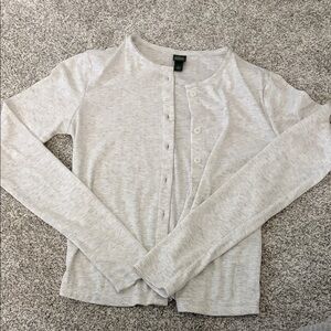 wild fable Light Gray Ribbed Button Cardigan